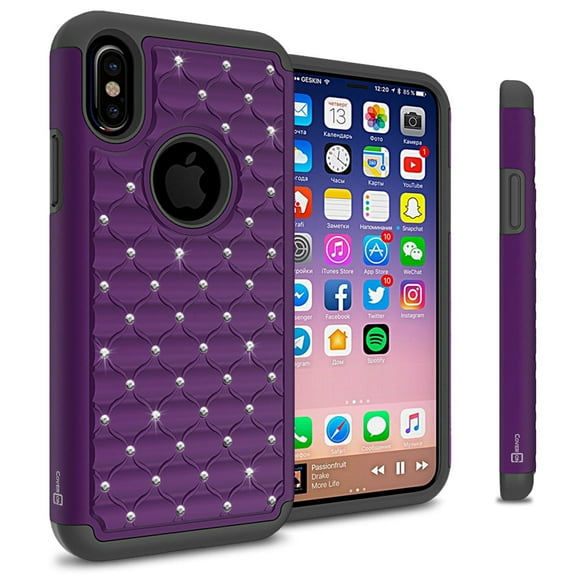 CoverON Apple iPhone XS / iPhone X Case, Aurora Series Rhinestone Phone Cover