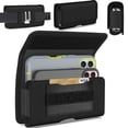 thumbnail image 1 of CoverON Dual CellPhone Holster Pouch for Apple iPhone 17 Air 17 Pro Max/16+ 15+ 16 15 Pro max/ 14 13 12 11 Plus Xs Pro Max, Fit 2x Cell Phone Case Belt Clip Nylon Pouch (Fits Otterbox or any Case), 1 of 7