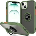 thumbnail image 1 of CoverON For Apple iPhone 13 Mini Phone Case, Ring Holder Kickstand Magnetic Mount Clear Hard Back Cover Rubber Bumper, Army Green, 1 of 9