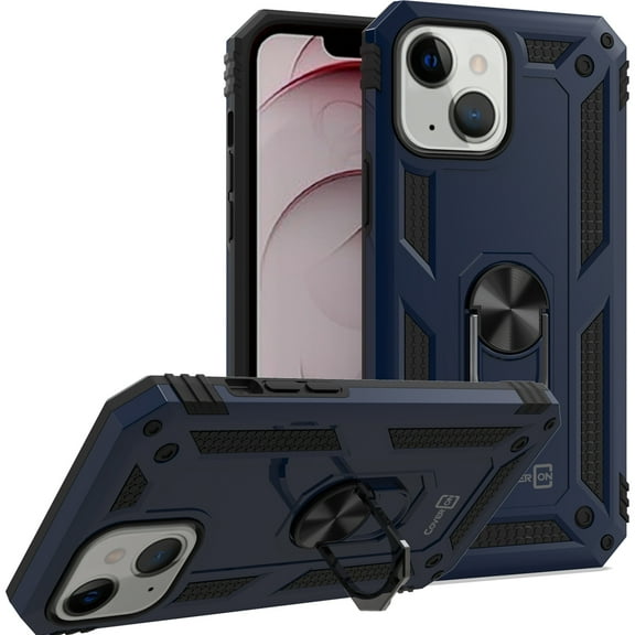 CoverON For Apple iPhone 13 Mini Ring Case, Kickstand Rugged Phone Cover Magnetic Car Mount Compatible - Navy Blue