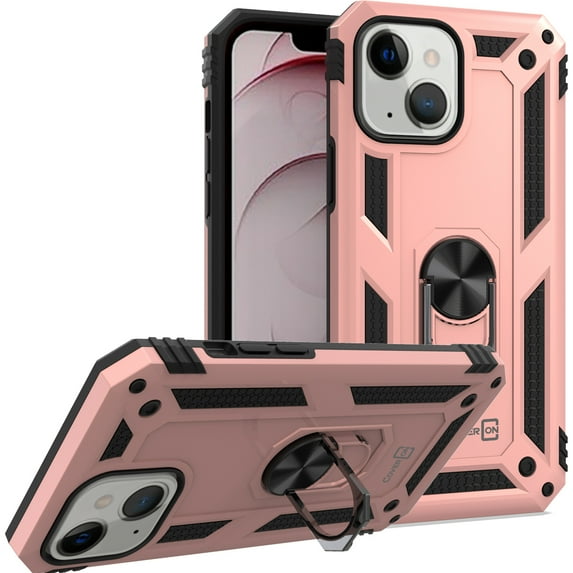 CoverON For Apple iPhone 13 Mini Ring Case, Kickstand Rugged Phone Cover Magnetic Car Mount Compatible - Rose Gold Pink