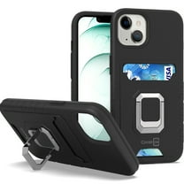 CoverON For Apple iPhone 13 Phone Case, KickStand Ring Credit Card slot Rugged Cover Magnetic holder, Black