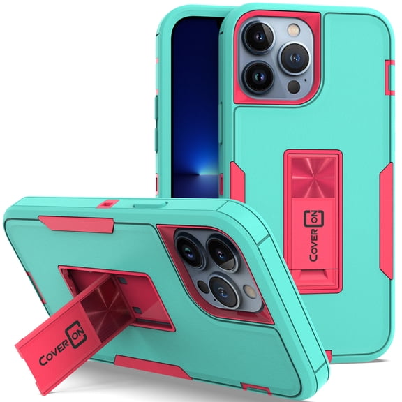 CoverON For Apple iPhone 13 Pro Max Case, Military Grade Heavy Duty Full Body Phone Kickstand Cover - Teal