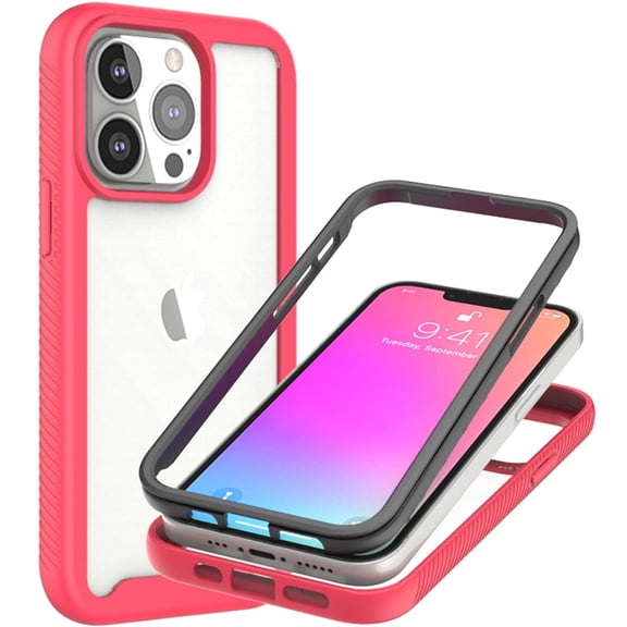 CoverON For Apple iPhone 13 Pro Max Phone Case, Military Grade Full Body Rugged Slim Fit Clear Cover, Pink