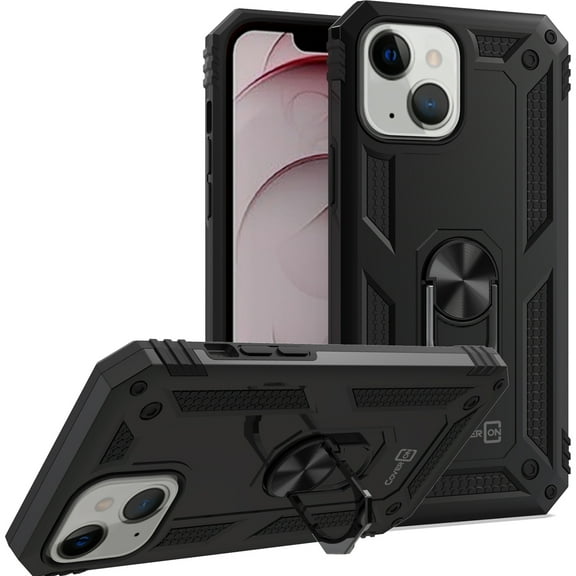 CoverON For Apple iPhone 13 Ring Case, Kickstand Rugged Phone Cover Magnetic Car Mount Compatible - Black