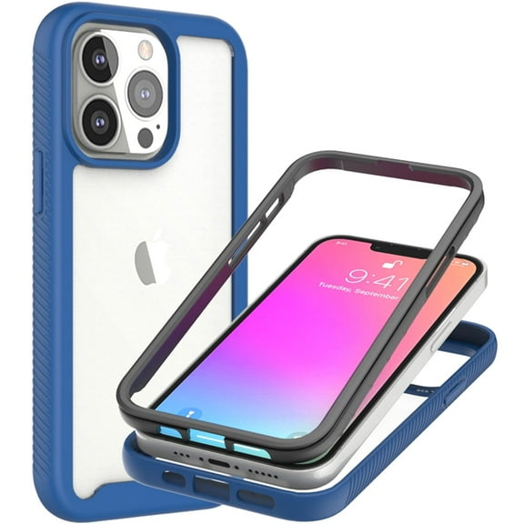 CoverON For Apple iPhone 13 pro Case, Military Grade Full Body Rugged Slim Fit Clear Phone Cover, Navy Blue