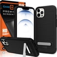 thumbnail image 1 of CoverON For Apple iPhone 13 pro Case and Screen Protector Tempered Glass, Slim Metal Kickstand Rugged Dual Layer Phone Cover, Black, 1 of 9