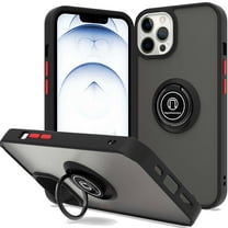 CoverON For Apple iPhone 13 pro Phone Case, Ring Holder Kickstand Magnetic Mount Clear Hard Back Cover Rubber Bumper, Black