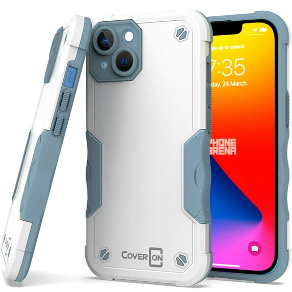 CoverON For Apple iPhone 14 Plus Phone Case, Military Grade Heavy Duty Rugged Cover Grip, White