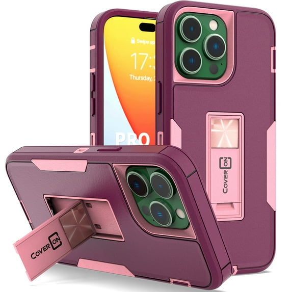CoverON For Apple iPhone 14 Pro Case, Military Grade Heavy Duty Full Body Phone Kickstand Cover, Violet Purple