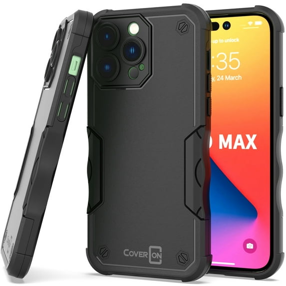 CoverON For Apple iPhone 14 Pro Max Case, Military Grade Heavy Duty Rugged Phone Cover Grip, Black