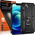 thumbnail image 1 of CoverON For Apple iPhone 14 Ring Case and Screen Protector Temper Glass, Kickstand Rugged Phone Cover - Black, 1 of 11