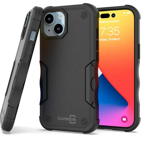 CoverON For Apple iPhone 15 Case, Military Grade Heavy Duty Rugged Phone Cover Grip, Black