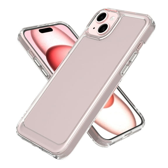CoverON For Apple iPhone 15 Plus Case, Hybrid Slim fit Hard Back TPU Rim Phone Rigid Cover, Clear with Chrome Buttons