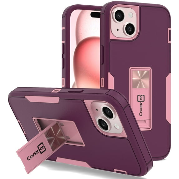 CoverON For Apple iPhone 15 Plus Case, Military Grade Heavy Duty Full Body Phone Kickstand Cover, Violet Purple
