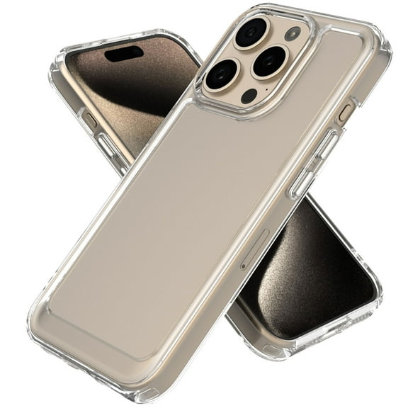 CoverON For Apple iPhone 15 Pro Case, Hybrid Slim fit Hard Back TPU Rim Phone Rigid Cover, Clear with Chrome Buttons
