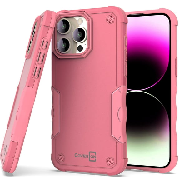 CoverON For Apple iPhone 15 Pro Max Phone Case, Military Grade Heavy Duty Rugged Cover Grip, Pink