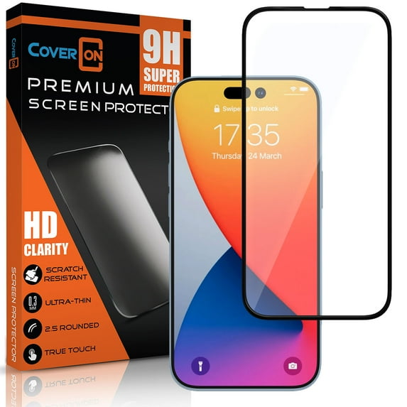 CoverON For Apple iPhone 15 Pro Max Screen Protector Tempered Glass - 98% full Coverage
