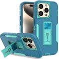 thumbnail image 1 of CoverON For Apple iPhone 15 Pro Phone Case, Military Grade Heavy Duty Full Body Kickstand Cover, Turquoise, 1 of 8