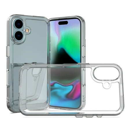 CoverON For Apple iPhone 16 / iPhone 16 Case, Hybrid Slim fit Hard Back TPU Rim Phone Rigid Cover, Clear with Chrome Buttons