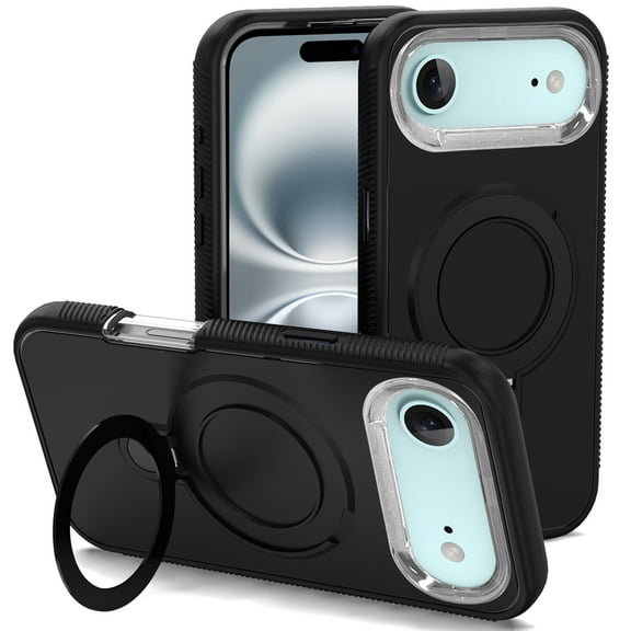 CoverON For Apple iPhone 17 Air Case Compatible with MagSafe, Military Grade Dual Layer Heavy Duty Phone Magnatic Kickstand Rugged Cover, Black