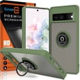 thumbnail image 1 of CoverON For Google Pixel 7 Phone Case with Screen Protector Tempered Glass, Clear Back Ring Holder Kickstand Cover, Green, 1 of 8