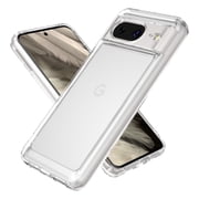 CoverON For Google Pixel 8 Case, Hybrid Slim fit Hard Back TPU Rim Phone Rigid Cover, Clear with Chrome Buttons