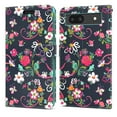 thumbnail image 1 of CoverON For Google Pixel 8a Wallet Case, RFID Blocking Vegan Leather 6x Card Slot Holder Cover Flip Folio Phone Pouch, Navy Flower, 1 of 6