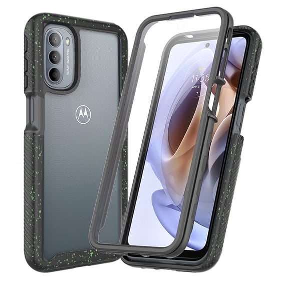 CoverON For Motorola Edge+ Plus 2022 / Moto Edge 30 Pro / Edge X30 Case, Military Grade Full Body Rugged Clear Phone Cover, Black Splash