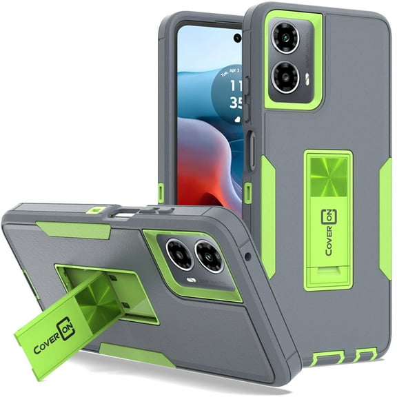CoverON For Motorola Moto G 5G (2024) / Moto G Play 5G 2024 Phone Case, Military Grade Heavy Duty Full Body Kickstand Cover, Gray