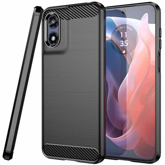CoverON For Motorola Moto G Play 2024 Phone Case, Slim Lightweight TPU Minimal Cover Carbon Fiber, Black