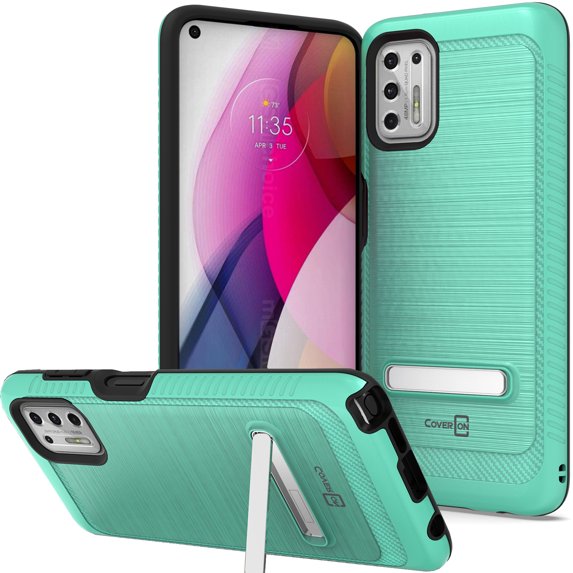 CoverON For Motorola Moto G Stylus 5G Phone Case, Slim Metal Kickstand Rugged Dual Layer Cover, Mint Teal