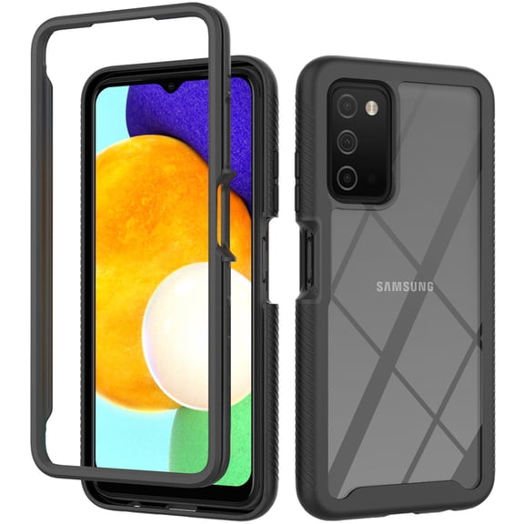 CoverON For Samsung Galaxy A03s Phone Case, Military Grade Full Body Rugged Slim Fit Clear Cover, Black