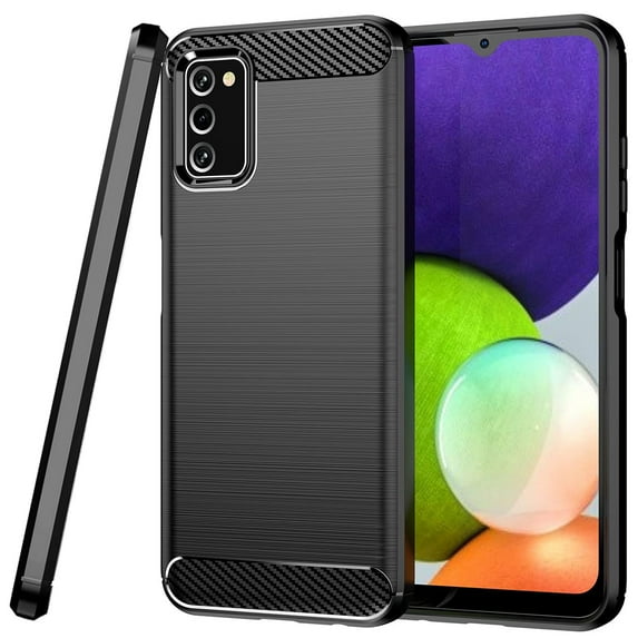 CoverON For Samsung Galaxy A03s Phone Case, Slim Lightweight Flexible TPU Minimal Cover Carbon Fiber, Black
