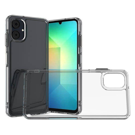 CoverON For Samsung Galaxy A06 Case, Hybrid Slim fit Hard Back TPU Rim Phone Rigid Cover, Clear with Chrome Buttons