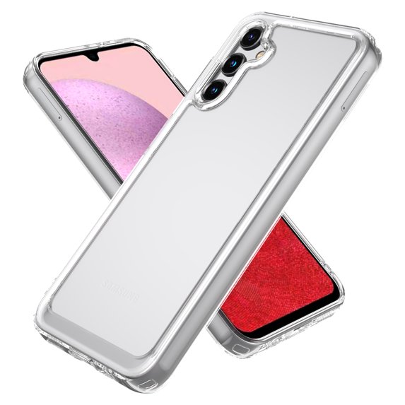 CoverON For Samsung Galaxy A14 5G Case, Hybrid Slim fit Hard Back TPU Rim Phone Rigid Cover, Clear with Chrome Buttons