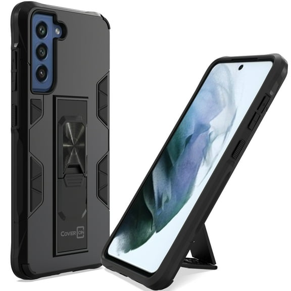 CoverON For Samsung Galaxy S21 FE Case, KickStand Ring Loop Holder Rugged Phone Cover Magnetic Slide Stand, Black