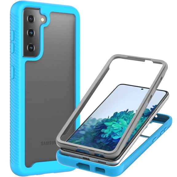 CoverON For Samsung Galaxy S21 FE Case, Military Grade Full Body Rugged Slim Fit Clear Phone Cover, Light Blue