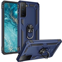 CoverON For Samsung Galaxy S21 FE Ring Case, Kickstand Rugged Phone Cover Magnetic Car Mount Compatible - Navy Blue