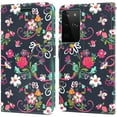 thumbnail image 1 of CoverON For Samsung Galaxy S21 Ultra 5G Wallet Case, RFID Blocking Vegan Leather 6x Card Slot Holder Cover Flip Folio Phone Pouch, Navy Flower, 1 of 7