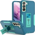 thumbnail image 1 of CoverON For Samsung Galaxy S22 Phone Case, Military Grade Heavy Duty Full Body Kickstand Cover - Turquoise, 1 of 9