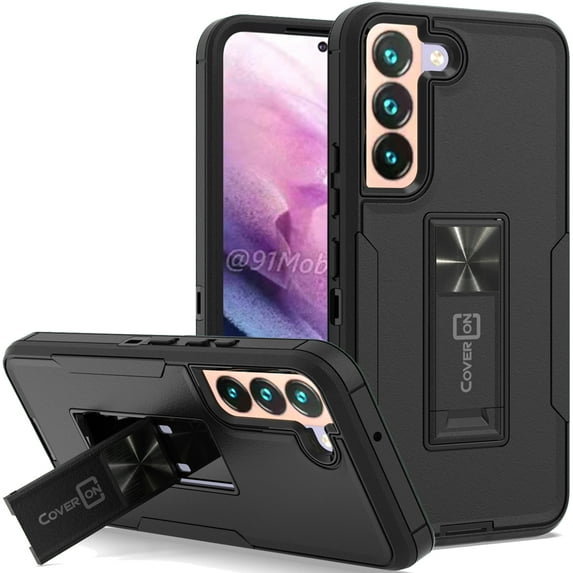 CoverON For Samsung Galaxy S22 Plus Case, Military Grade Heavy Duty Full Body Phone Kickstand Cover - Black