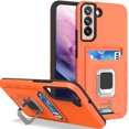 thumbnail image 1 of CoverON For Samsung Galaxy S22 Plus Phone Case, KickStand Ring Credit Card slot Rugged Cover Magnetic holder, Orange, 1 of 10