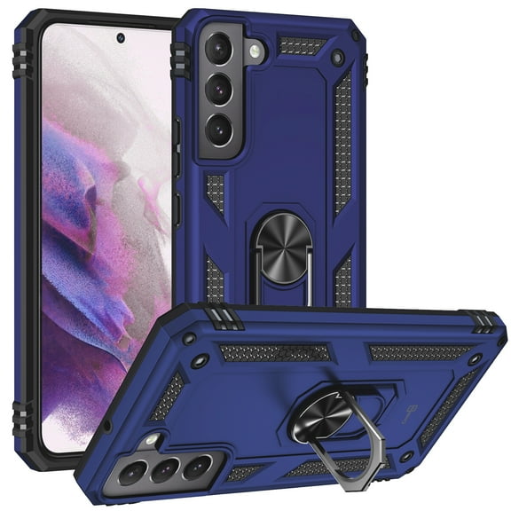 CoverON For Samsung Galaxy S22 Ring Case, Kickstand Rugged Phone Cover Magnetic Car Mount Compatible - Navy Blue