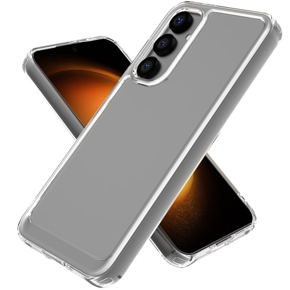 CoverON For Samsung Galaxy S23 FE Case, Hybrid Slim fit Hard Back TPU Rim Phone Rigid Cover, Clear with Chrome Buttons
