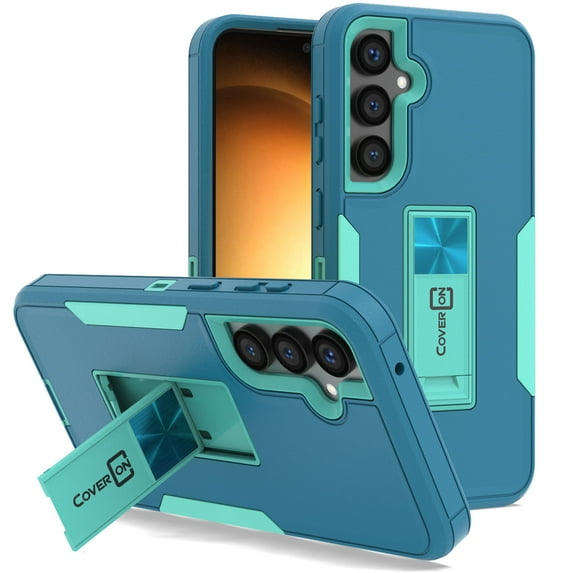 CoverON For Samsung Galaxy S23 FE Phone Case, Military Grade Heavy Duty Full Body Kickstand Cover, Turquoise