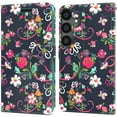 thumbnail image 1 of CoverON For Samsung Galaxy S23 FE Wallet Case, RFID Blocking Vegan Leather 6x Card Slot Holder Cover Flip Folio Phone Pouch, Navy Flower, 1 of 7