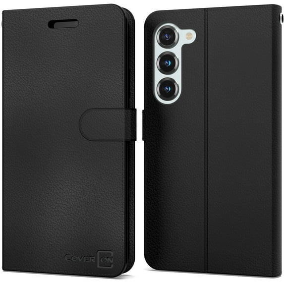 CoverON For Samsung Galaxy S23 Plus Leather Case, RFID Blocking Wallet 6x Card Slot Holder Cover Flip Folio Phone Pouch, Black