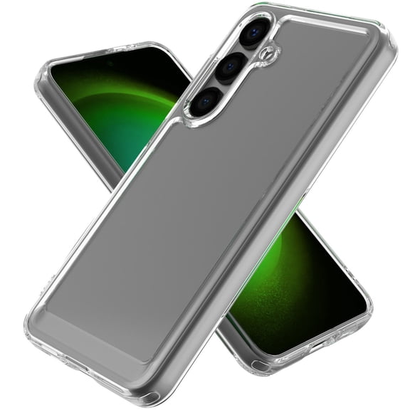 CoverON For Samsung Galaxy S24 Case, Hybrid Slim fit Hard Back TPU Rim Phone Rigid Cover, Clear with Chrome Buttons