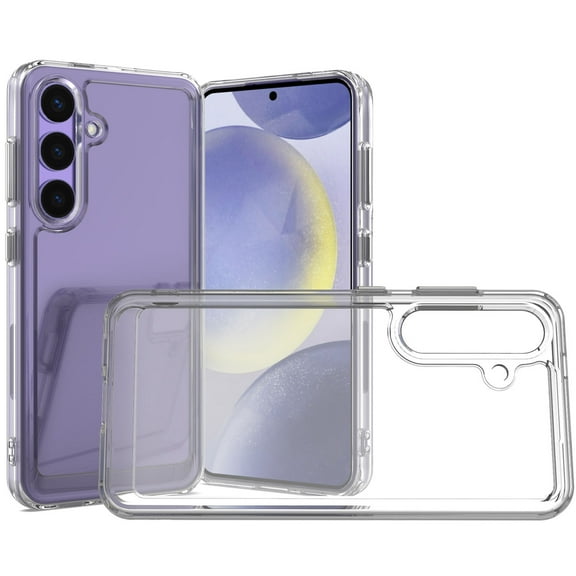 CoverON For Samsung Galaxy S25 Case, Hybrid Slim fit Hard Back TPU Rim Phone Rigid Cover, Clear with Chrome Buttons